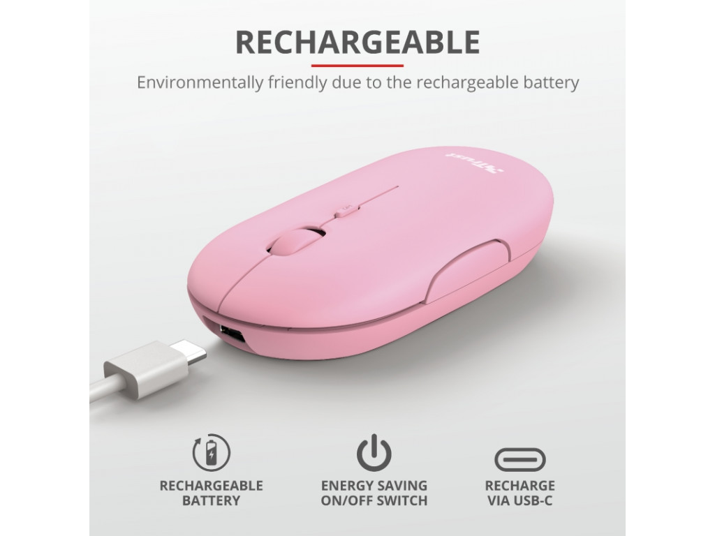 Мишка TRUST Puck Wireless & BT Rechargeable Mouse Pink 4021_24.jpg