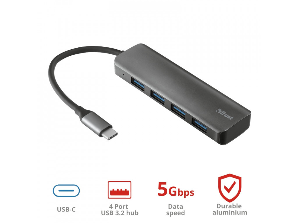 USB хъб TRUST Halyx Alum. USB-C to 4-Port USB3.2 Hub 6570_10.jpg